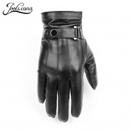 Men's genuine leather, tactical, and wrist strap gloves for winter and touchscreens
